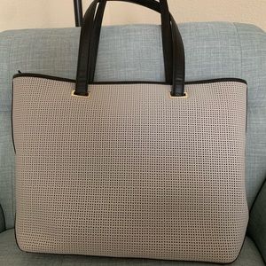 13” Lo & Sons Seville Perforated Tote Light Grey